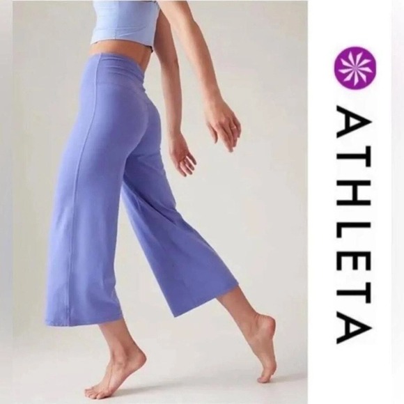 Athleta Pants - Athleta Elation Wide Crop Leggings Periwinkle Blue High Rise Yoga Athleisure